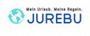 JUREBU Luxusreise‑Logo mit türkisfarbenem Globus und Pfeilen – Mein Urlaub. Meine Regeln.
